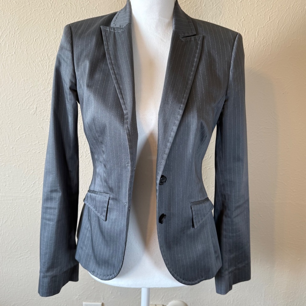 Sisley Italy Menswear Inspired Pinstripe Structured Tailored Blazer IT 42